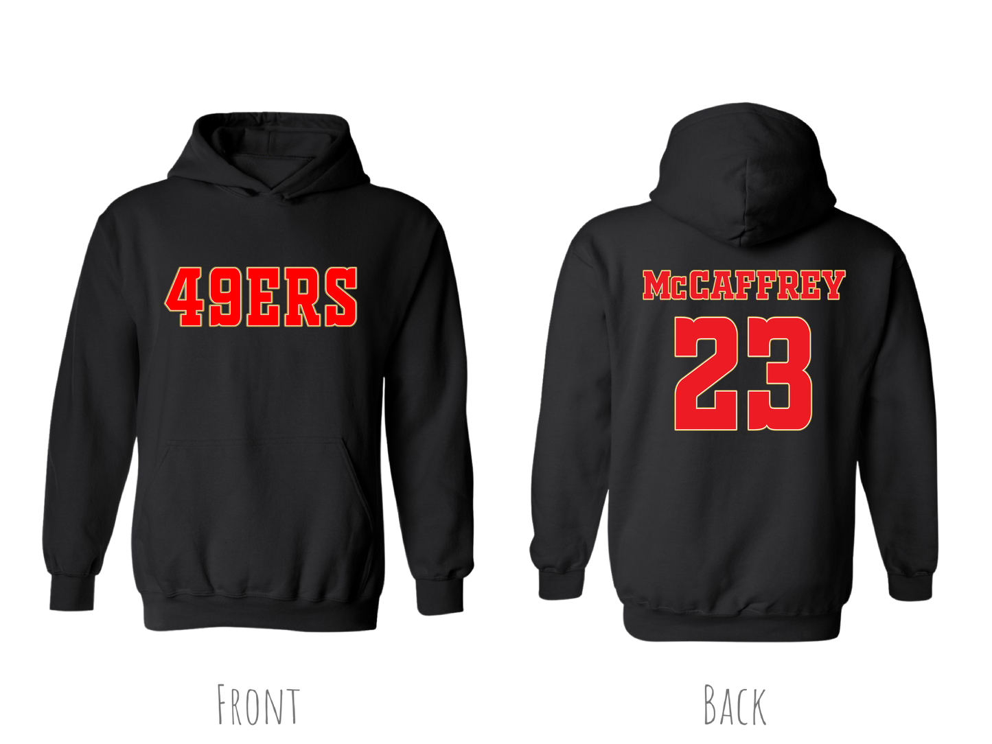 (49ERS)SAMUEL,KITTLE,BOSA AND McCAFFREY CUSTOM HOODIES