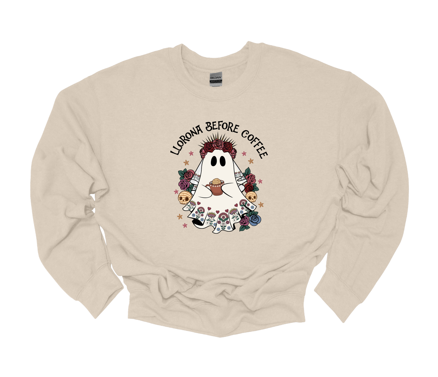 (LLORONA BEFORE COFFEE) crew neck sweater