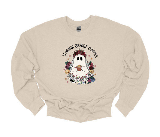 (LLORONA BEFORE COFFEE) crew neck sweater