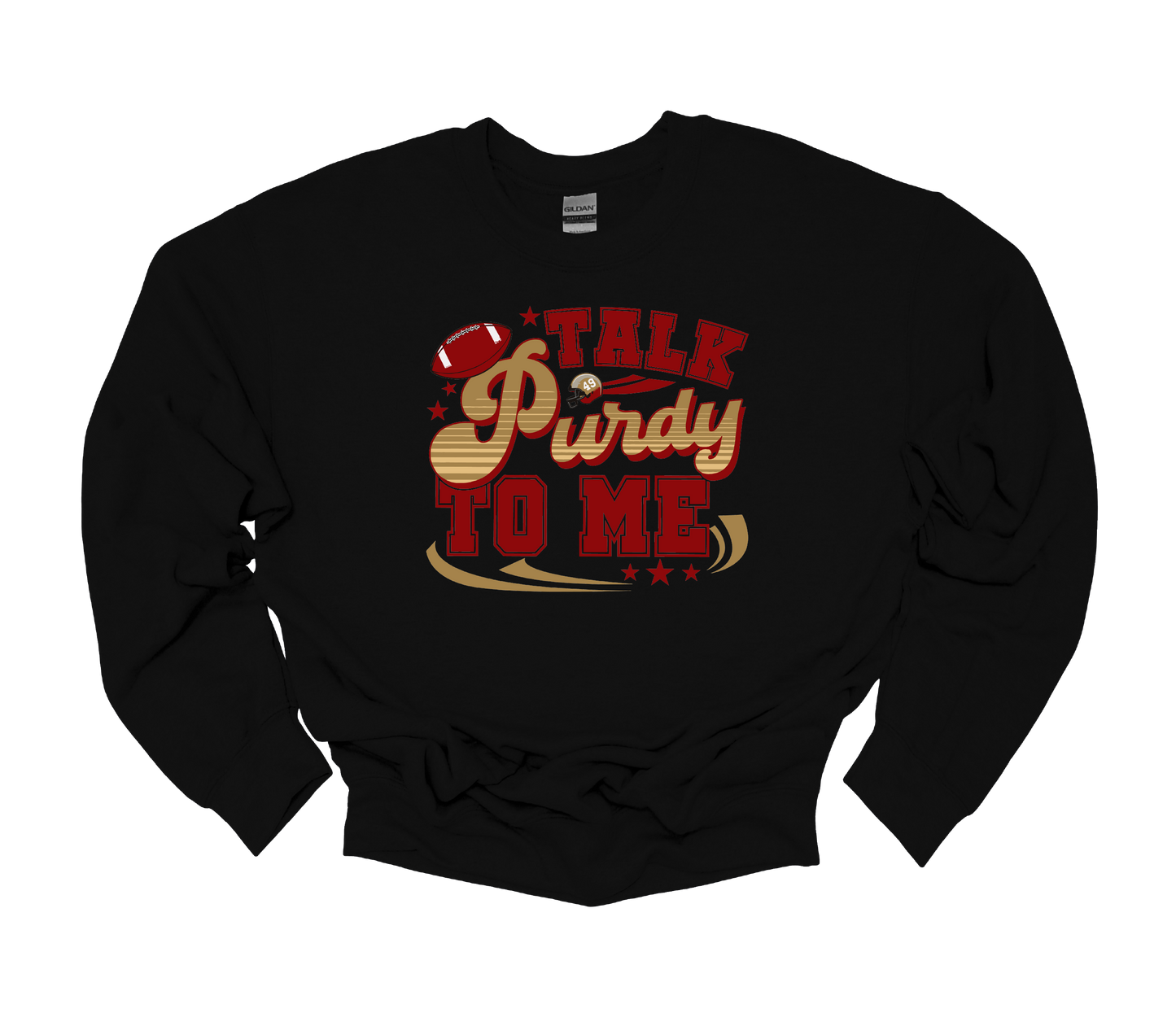 big nick energy and talk to me purdy 49ers crewneck