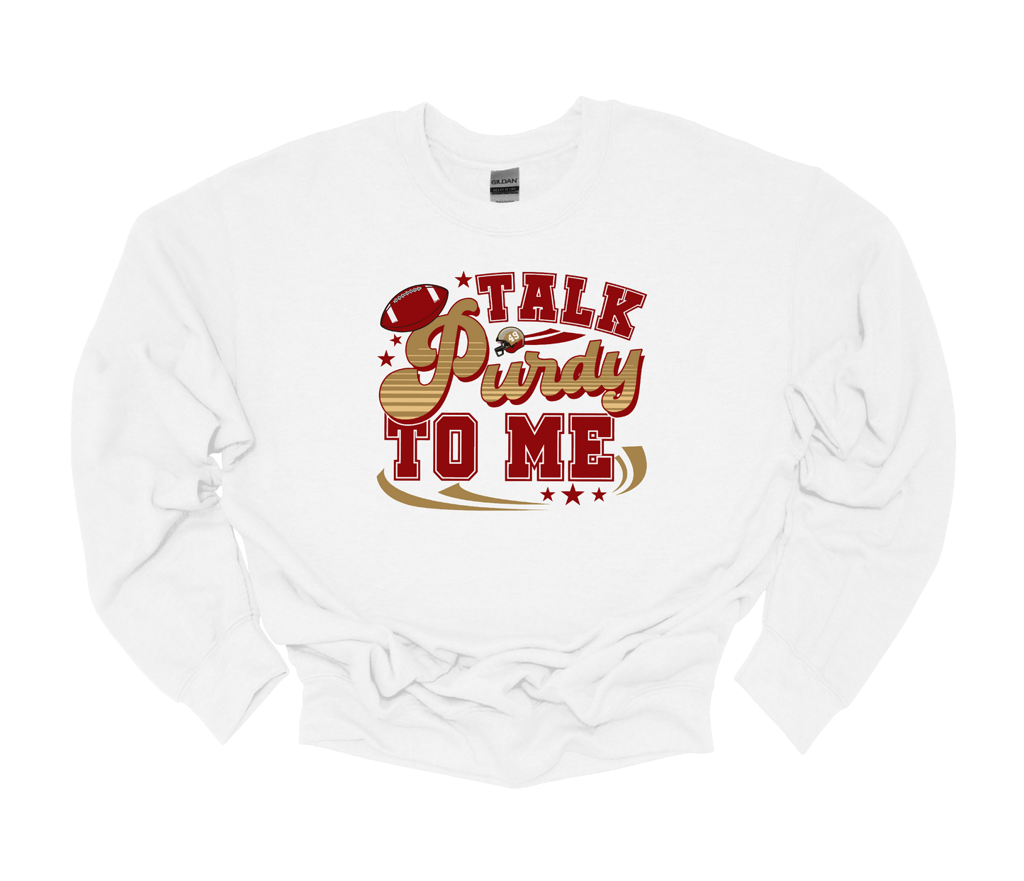 big nick energy and talk to me purdy 49ers crewneck