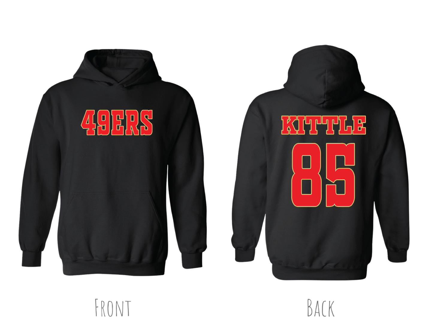 (49ERS)SAMUEL,KITTLE,BOSA AND McCAFFREY CUSTOM HOODIES